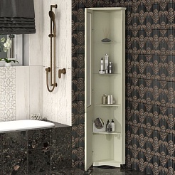 Opadiris Шкаф-пенал для ванной Клио 37 L угловой, слоновая кость – фотография-3