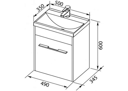 Aquanet Тумба с раковиной Августа 50 дуб сонома – картинка-5