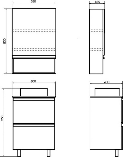 Comforty Тумба с раковиной Эдинбург 60Н бетон светлый – картинка-11