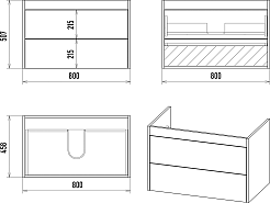 Brevita Тумба под раковину Greenwood 80 подвесная зеленая матовая/дуб галифакс олово – фотография-7
