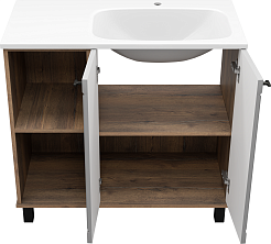 Brevita Тумба с раковиной Lumus 90 R с подсветкой серая/дуб галифакс олово – фотография-11