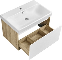 Акватон Мебель для ванной Либерти 70 белая/дуб эльвезия – фотография-8