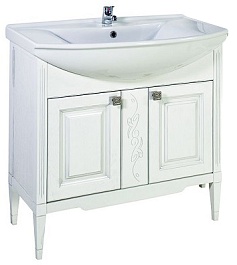 ASB-Woodline Тумба под раковину Модена 85 белый/патина серебро – фотография-1