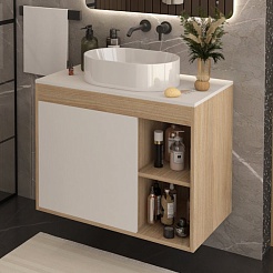 Teymi Тумба с раковиной Nura 80 Lori 50 подвесная дуб/белый – фотография-3