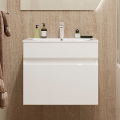 Mixline Тумба под раковину Брикс 60 подвесная белая – фотография-4