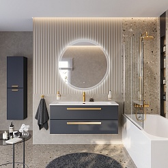 Cezares Тумба с раковиной Eco Cer-N 120 grafito CZR-8073-120 ручки сатиновое золото – фотография-3