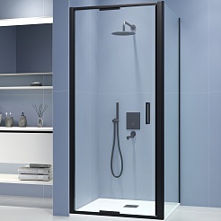 RGW Душевой уголок Stilvoll SV-145B (SV-05B + Z-050-2B) 80x100 профиль черный стекло прозрачное – фотография-1