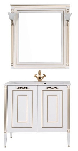 Aquanet Зеркало Паола 90 белое/патина золото (186108) – картинка-5