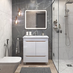 Vigo Тумба под раковину Grani 80 напольная белая/дуб золотой – фотография-5