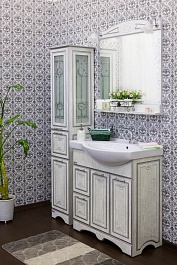 Sanflor Тумба с раковиной Адель 82 L белая, патина серебро – фотография-5