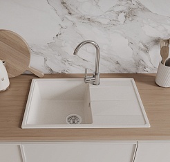 Teymi Мойка кухонная Hanna Smart 74 кварцевая белая матовая – фотография-6