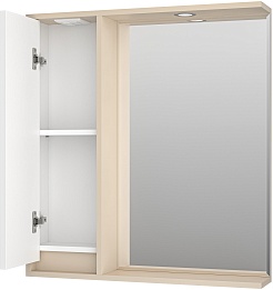 Brevita Зеркальный шкаф Balaton 75 L белый/бежевый – фотография-4