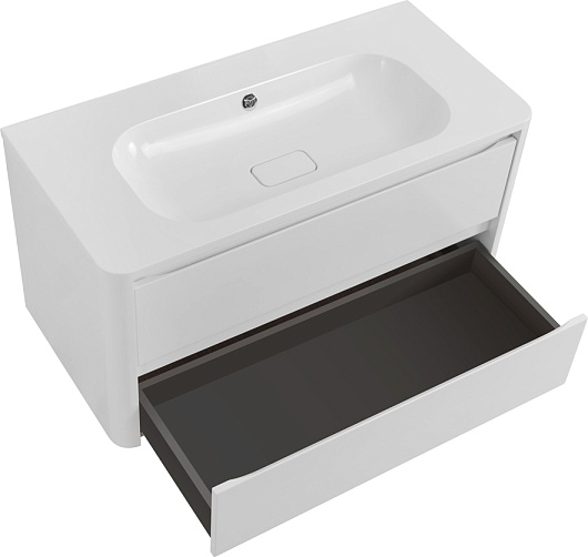 Cezares Тумба с раковиной без отверстия под смеситель Relax 100 подвесная bianco lucido – картинка-3