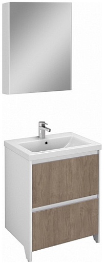 Velvex Мебель для ванной напольная Klaufs 60 белая/дерево, 2 ящика – фото-1