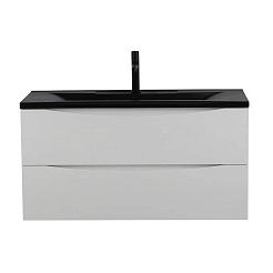 BelBagno Мебель для ванной Marino 100 подвесная Bianco Lucido с раковиной BB1000/445-LV-ART-PR-NERO – фотография-3