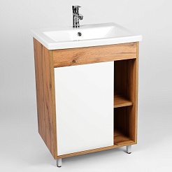 Viant Тумба с раковиной Бостон 70 белая/дуб вотан – фотография-3