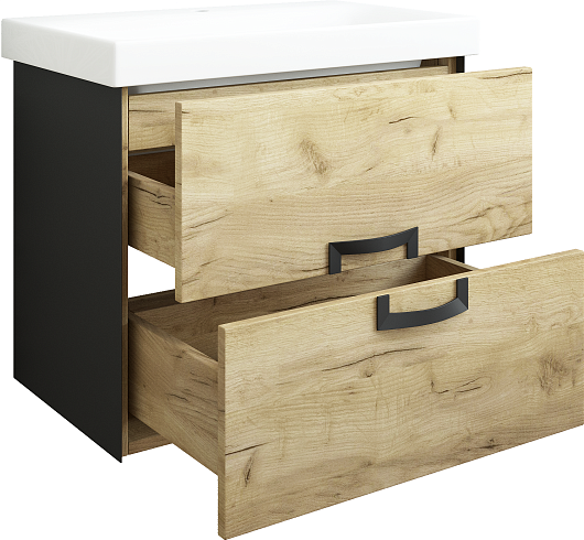 Sanflor Мебель для ванной Выборг 60 подвесная дуб крафт золотой/черная – картинка-5