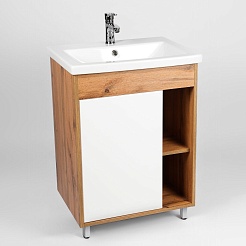 Viant Тумба с раковиной Бостон 50 белая/дуб вотан – фотография-3