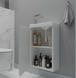 Зов Тумба под раковину Монови Слим 40 подвесная матовая белая – фотография-3