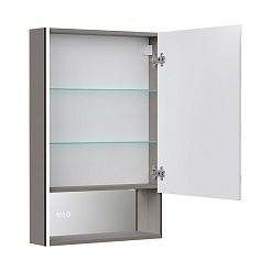 Equil Зеркальный шкаф Ferro 60 R с часами лен антрацит – фотография-2