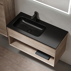 Sancos Тумба с раковиной Marmi 1.0 100 L дуб галифакс натуральный раковина Grace 101 L CN7014MB – фотография-2