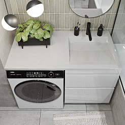 Vivon Тумба под раковину над стиральной машиной Harper 120 напольная белый глянец – фотография-14