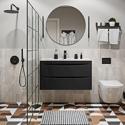 Vivon Тумба с раковиной Ostin 90 подвесная черная матовая – фотография-10