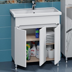 СанТа Тумба с раковиной Лондон 80 3 дверцы белая – фотография-3