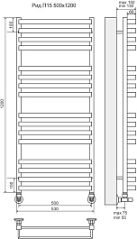 Terminus Полотенцесушитель водяной Рид П16 530x1200 хром – фотография-3