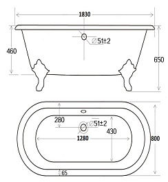 Magliezza Чугунная ванна Patricia 183x80 (ножки хром) – фотография-2