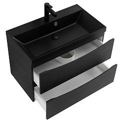 BelBagno Тумба с раковиной Marino 80 подвесная Rovere Cioccolato Amaro с раковиной 80/45 ART-AST-NERO – фотография-3