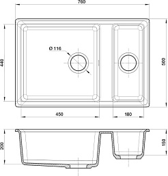 Granfest Мойка кухонная GF-LV-760K графит – фотография-3