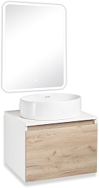 Runo Мебель для ванной Бари 60 Ovale подвесная дуб крафт/белая – фотография-1
