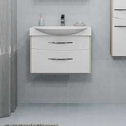 Акватон Мебель для ванной Инфинити 76 ясень коимбра, зеркало-шкаф – фотография-3