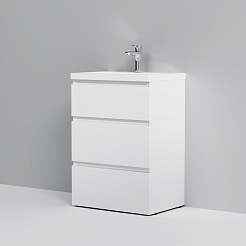 Am.Pm Тумба с раковиной Gem S 60 белый глянец,напольная, с 3 ящиками – фотография-7