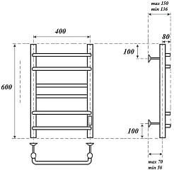 Point Полотенцесушитель электрический Сатурн П6 400x600 PN90846 хром – фотография-4