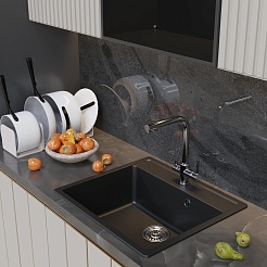 Mixline Мойка кухонная ML-GM15 ультра-черная – фотография-4