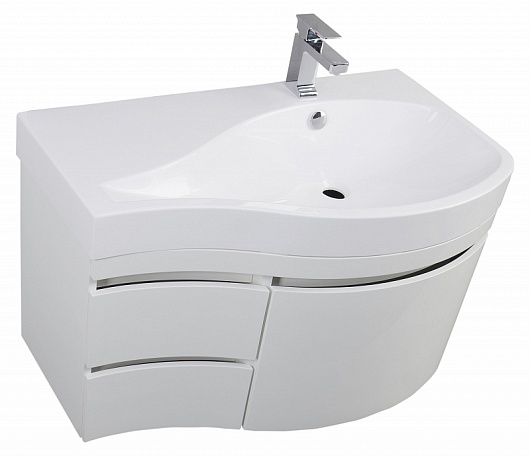 Aquanet Тумба с раковиной Сопрано 1-95 R с ящиком белая (169661) – картинка-5