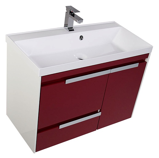 Aquanet Тумба с раковиной "Тиволи 80" бордо – картинка-7