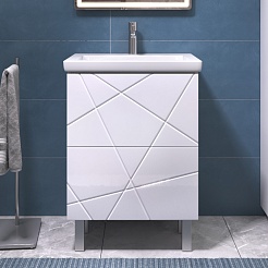 Vigo Тумба с раковиной Geometry 2-600 Como белая – фотография-3