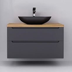Jorno Тумба с раковиной Wood 100 серая столешница светлая – фотография-2