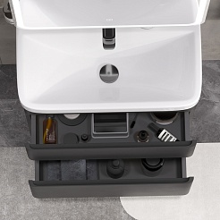 Equil Тумба с раковиной Eltoro 60 2 ящика напольная черный софт – фотография-5