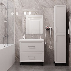 Mixline Тумба с раковиной Риф 80 2 ящика белая – фотография-6