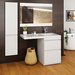 Mixline Тумба с раковиной Созвездие 110 R под стиральную машину белая – фотография-7