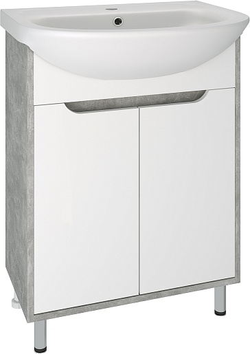 Runo Мебель для ванной Эко 60 белая матовая/серый бетон – картинка-3