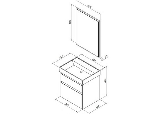 Aquanet Мебель для ванной Nova Lite 60 2 ящика, дуб рустикальный – фотография-6