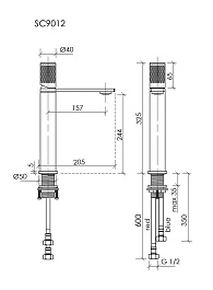 Sancos Смеситель для раковины высокий Nexus брашированное золото PVD покрытие SC9012BG – фотография-3