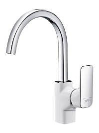 D&K Смеситель "Berlin Steinbeis DA1432416" белый для кухонной мойки – фотография-1