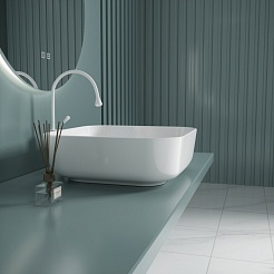 Esbano Раковина накладная Ercina-N 38.5 белая – фотография-7