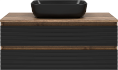 Brevita Тумба под раковину Dakota 100 подвесная дуб галифакс олово/черный кварц